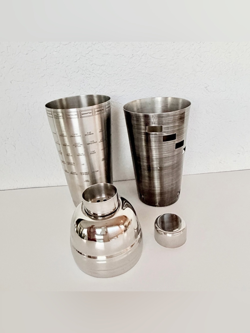 Vintage Cocktail Shaker Barware Dial A Drink Brushed Stainless - Martini
